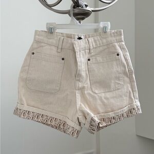 Cream Lace-Trim Women's Shorts
